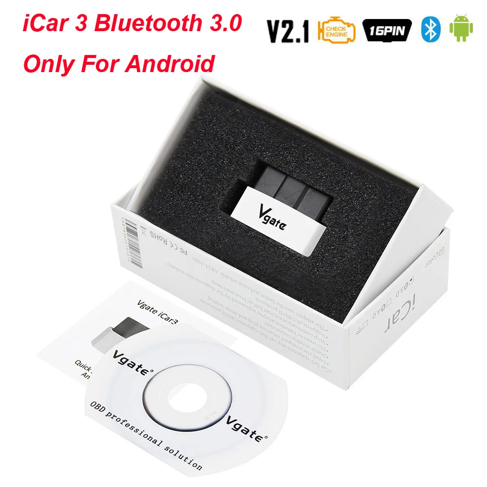 Vgate iCar3 ELM 327 V2.1 OBD2 Bluetooth wifi сканер iCar 3 ELM327 V2.1 OBD для Android/IOS OBD 2 OBD2 автомобильный диагностический инструмент - Цвет: Bluetooth White