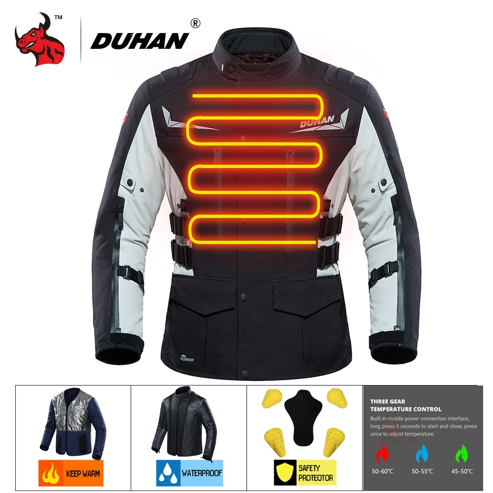 DUHAN зима отопительный куртки мужская кожаная мотоциклетная Куртка USB