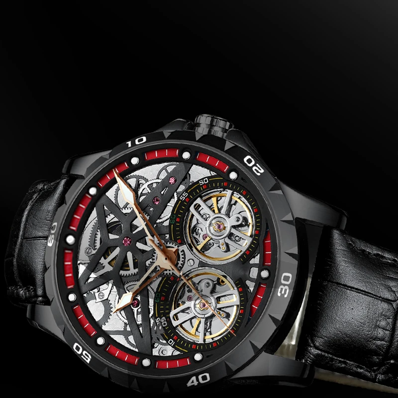 AILANG Original Men's Watch Double tourbillon watch Automatic Hollow-out Machine Watch Men Luminous Waterproof 2020 New design