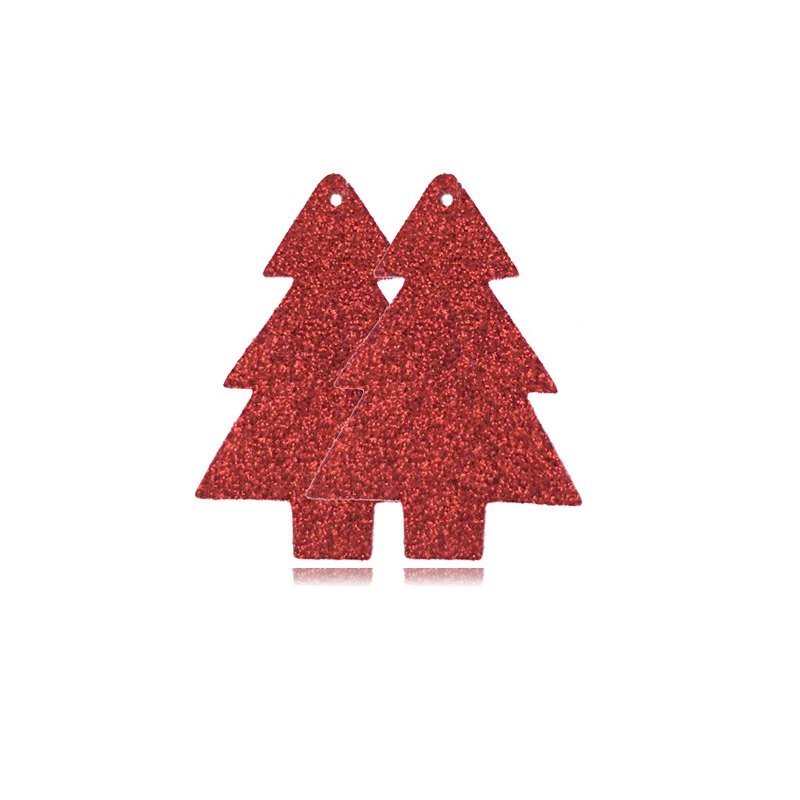 10 шт./лот, серьги из искусственной кожи красного и зеленого цвета, подвески в форме рождественской елки, ювелирный соединитель для изготовления сережек своими руками