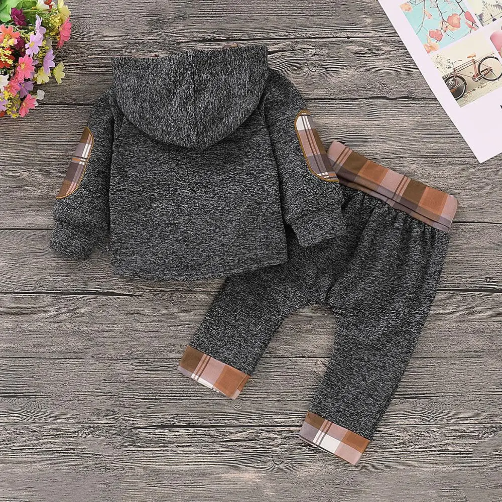 2PCS Newborn Baby Boy Clothes Casual Hooded Long Sleeve Top Pants Toddler Infantil Bebes Outfits Sets Spring Autumn Kids Costume