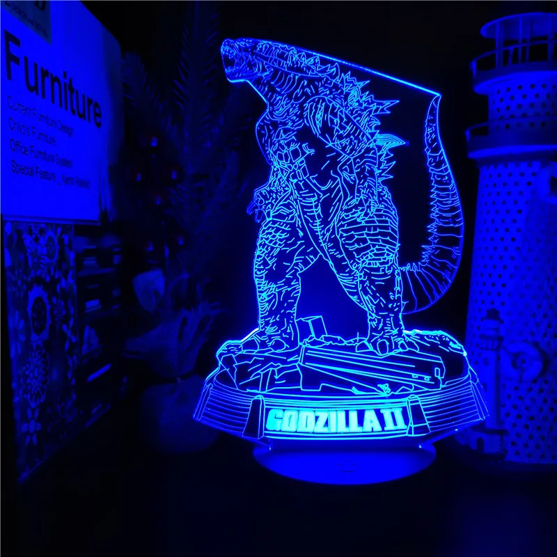 Аниме Годзилла 3D ночник Gojira светодиодный светильник Bandai украшение дома Lampara
