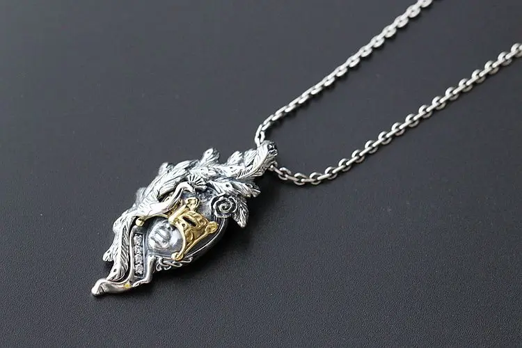 Real 925 Sterling Silver Pendants Retro Thai Silver Pendant Beauty Mask Men And Women Handmade Silver Pendant Fine Jewelry