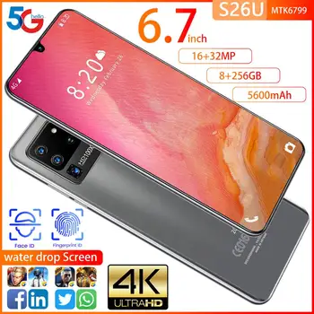 

6.7 Inch S26U Smartphone Triple Slot Android10 8GB 256GB 5600mAh Snapdragon 865 Deca Core 5G Global Version Mobile Phone S20U