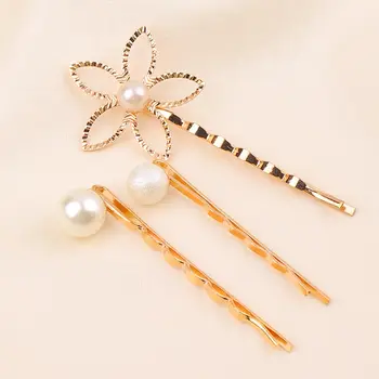 

1-4PCS Hollow Gold Flower Hairpin White Pearl Hair Jewelry Bride Hair Pins Wedding Bridal Accessories Bobby Pin Barrette