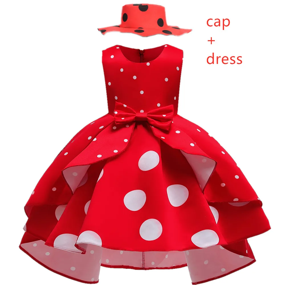 red dress cap Карнавальный костюм для девочек; Новинка; вечерние платья для дня рождения; игрушки; костюм в стиле ретро; детская одежда для девочек; платье для костюмированной вечеринки на Хэллоуин с изображением божьей коровки Моаны+ парик - Цвет: red dress cap