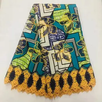 

African wax Nigeria 100% cotton embroideried guipure lace fabric/High quality Ankara Wax Lace fabrics for Nigeria Party!O-4608