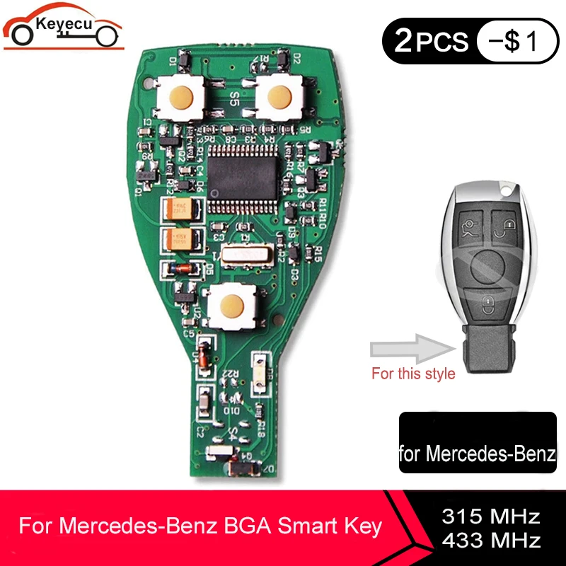 Пульт дистанционного управления KEYECU NEC для Benz BGA Smart Key Fob 315 МГц/433 МГц (подходит