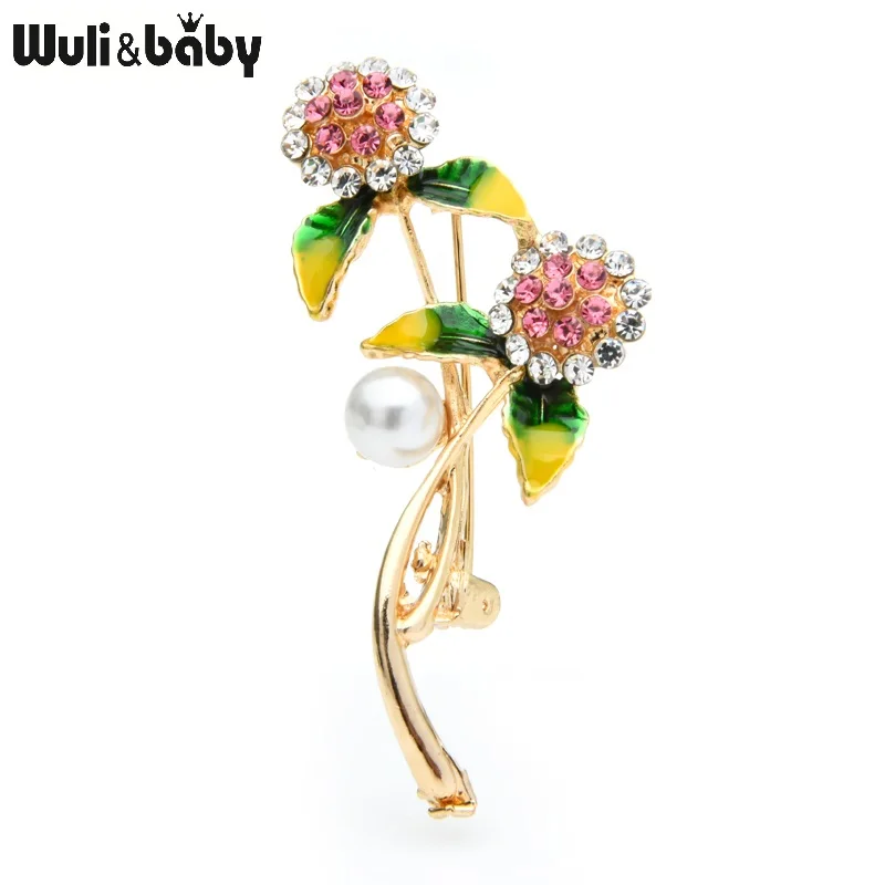 Женская Брошь Стразы в форме цветка Wuli &amp baby розовая брошь из металлического