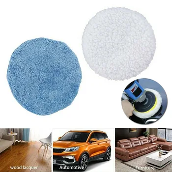 

8PCS 5-6 Inch Polishing Waxers Bonnet Set Polisher Pad Cover Buffing Tool Cleaning Tools White+Blue Polishing Pad