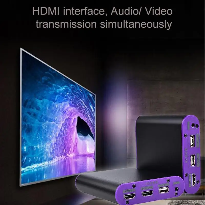 USB 2,0 KVM удлинитель 1080P HDMI по локальной сети KVM передатчик приемник ТВ кабель для подключения проектора с клавиатурой мыши EU US Plug