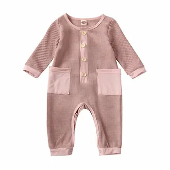 

Infant Baby Girl Boy Kids Romper Pocket Long Sleeve Jumpsuit Pink Boys Girls Clothing Kids Romper Jumpsuit Winter Clothes 0-24M