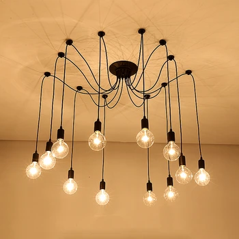 

LED Chandelier Kitchen Light Retro Industrial Spider For Living Room Bar Kitchen Restaurant Loft Techo E27 Lustre Luminaria