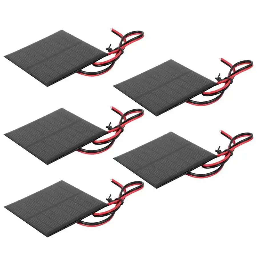 Pequeno da Bateria da Cola Epoxy do Polisilicon do Painel de Bateria Painel de Energia Solar de 5 Pces com Cabo de 30cm Módulo Solar dc 4v 160ma Módulo pequeno da bateria da cola epoxy