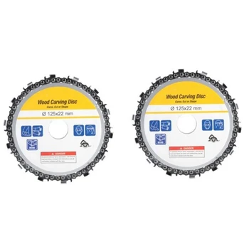 

2Pcs 5 Inch Chain Grinder Chain Saws Disc Woodworking Chain Plate Multi-Functional Wood Carving Disc Angle Grinding Tool