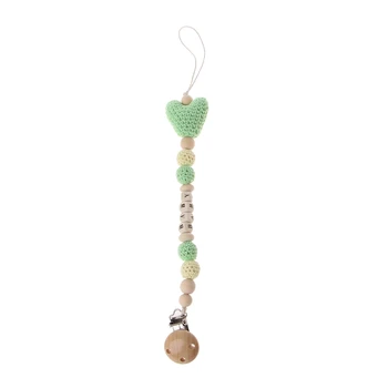 

Wooden Bead Dummy Clip Holder Pacifier Soother Chains Baby Teething Toy