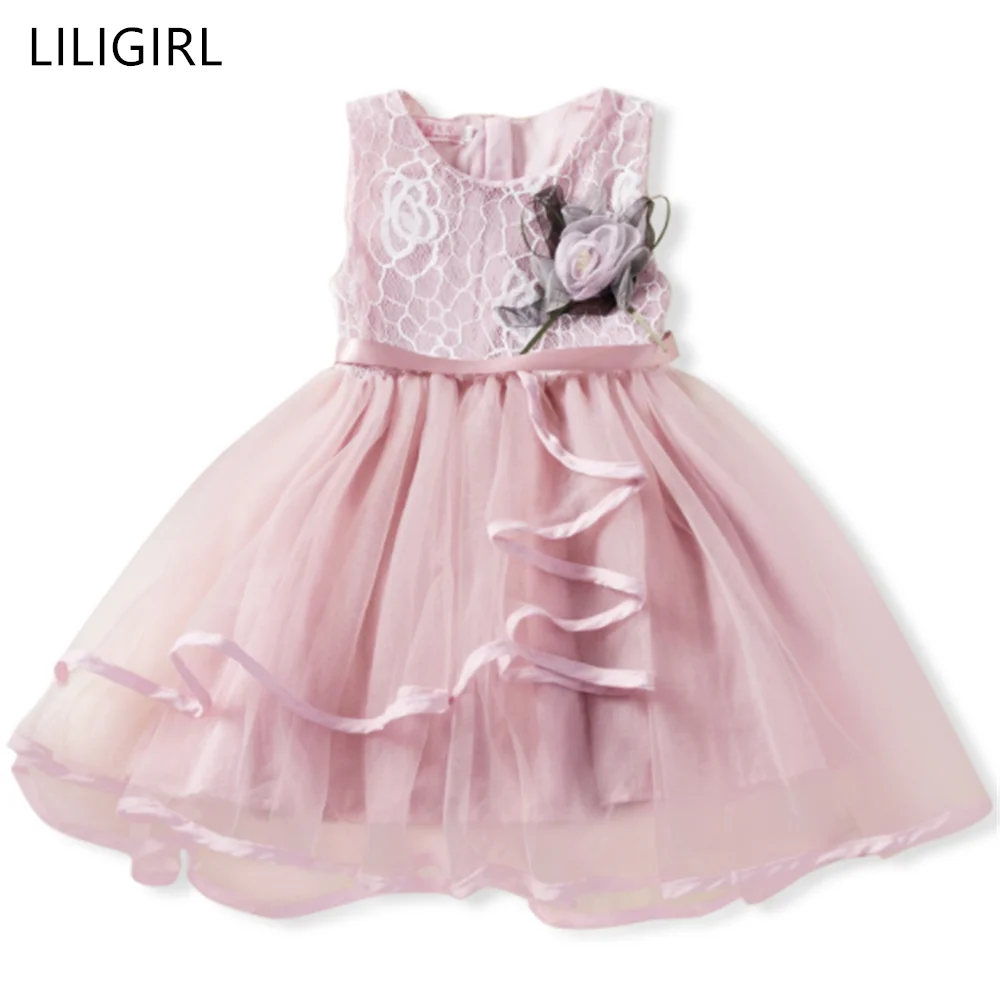 LILIGIRL/кружевные платья маленькой принцессы; сезон весна-лето; однотонные фатиновые платья-пачки без рукавов для маленьких девочек; От 1 до 5 лет праздничная одежда