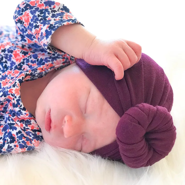 Cotton Donut Newborn Hat Infant Baby Girls Bow Hats Candy Color Bonnet Enfant Beanies Turban Cap Girl Boy Bebe Headwrap | Детская одежда