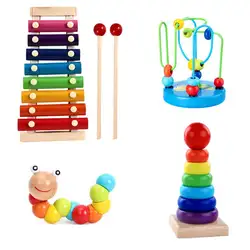 Монтессори Деревянные игрушки Детские обучающие игрушки Детские красочные деревянные блоки