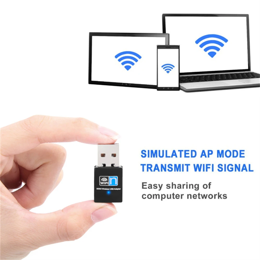 GRWIBEOU USB 와이파이 어댑터, 무선 리시버 동글, USB 네트워크 카드, 데스크탑 노트북 윈도우 7 8 10, 802.11n, 150Mbps, 300Mbps