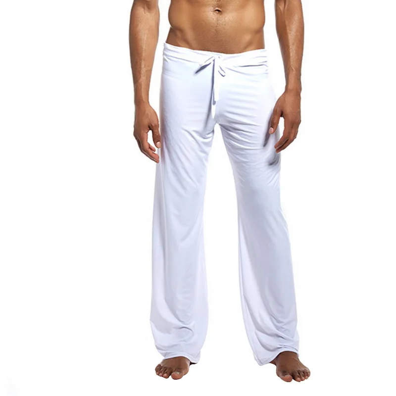 Adisputent, мужские домашние удобные брюки, свободный светильник, Мужские штаны, длинная Пижама, Повседневная Пижама для отдыха, полная длина, хлопок - Цвет: style 2-white