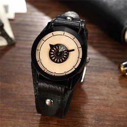 Reloj con diseño de diente de león para hombre y mujer, cronógrafo creativo con correa de cuero, de estilo Simple, de cuarzo, único