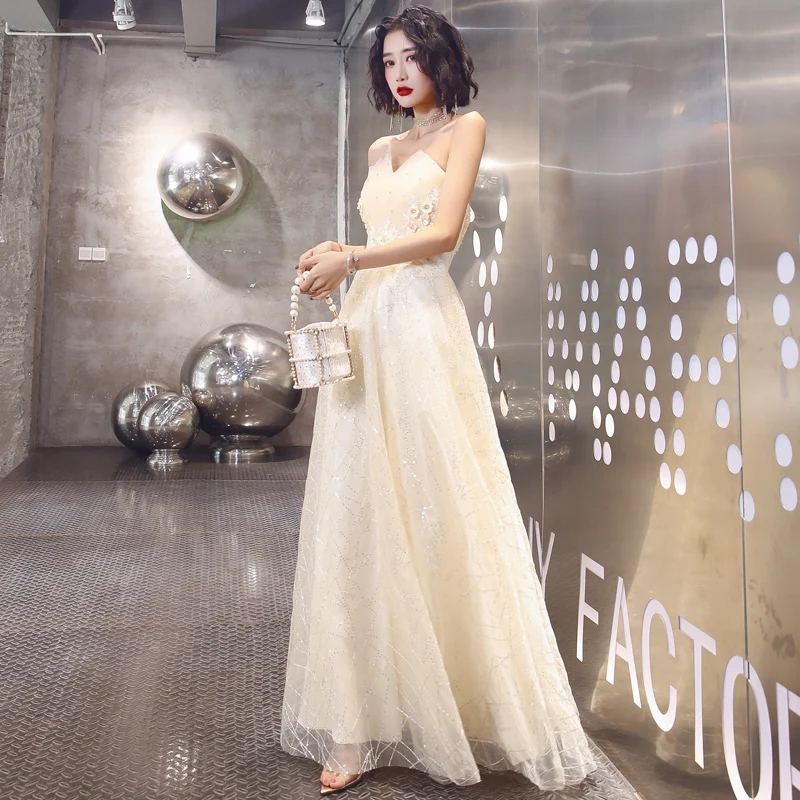 Robe de soiree Новая мода кружева Бисероплетение с аппликацией Длинные вечерние платья Элегантный vestido de festa банкет Вечеринка Выпускной платья