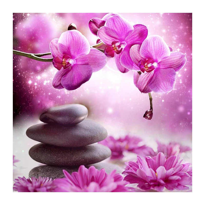 NEW 5D DIY Diamond Painting Stone Orchid round Diamond Embroidery Cross Stitch Flower mosaic pattern Needlework Home Decorative