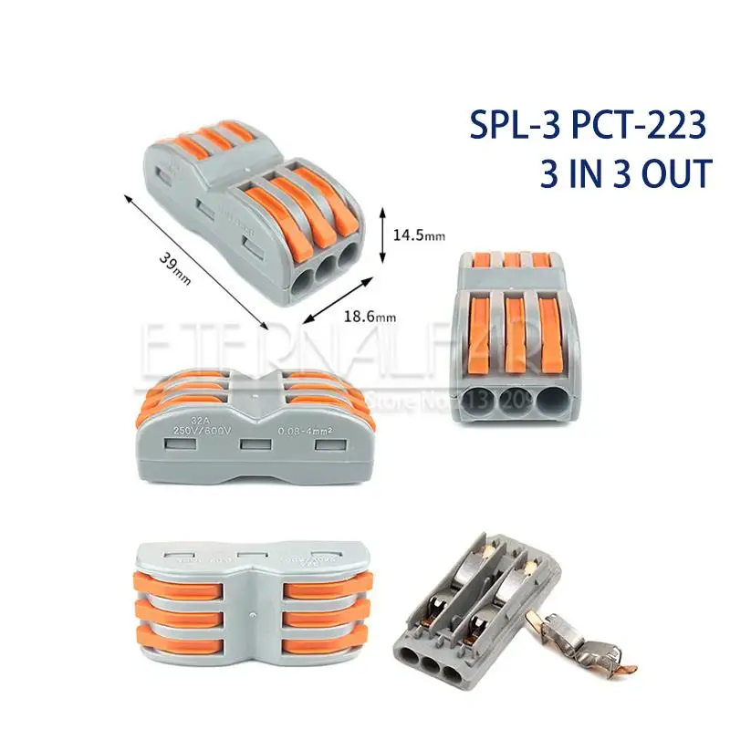 Тип PCT-212 32A 250V 4KV Многофункциональный быстрый соединитель провода 28-12AGW водонепроницаемый BV VR 213 SPL-2 нажимной клеммный блок - Цвет: PCT-223