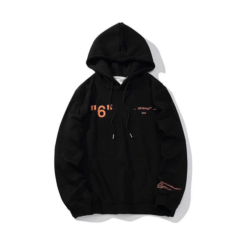3D оранжевая Стрела "6" 19ss Off-White OW для мужчин/женщин любителей осень-зима хлопок Мода Повседневная Свободная Толстовка с капюшоном куртка