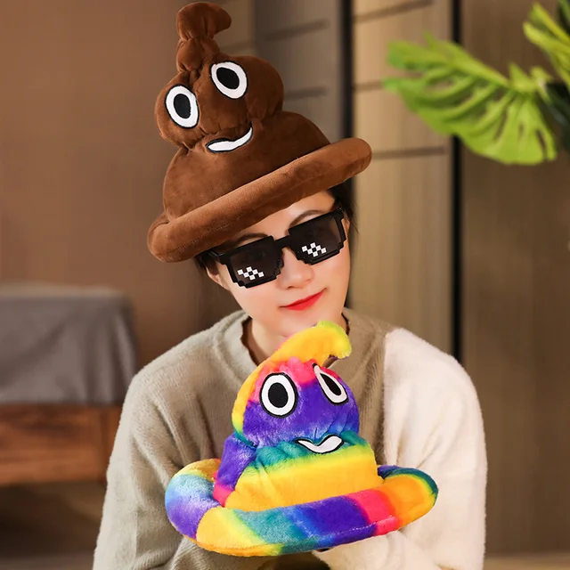 1pc Cartoon Funny Selling Cute Poop Hat Headgear Rainbow Poop Plush Net Celebrity Vibrato Photo Selfie Props 2