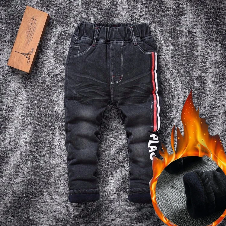 Bibicola зима джинсы для мальчиков теплые thicfleece Штаны хлопок спортивные детские