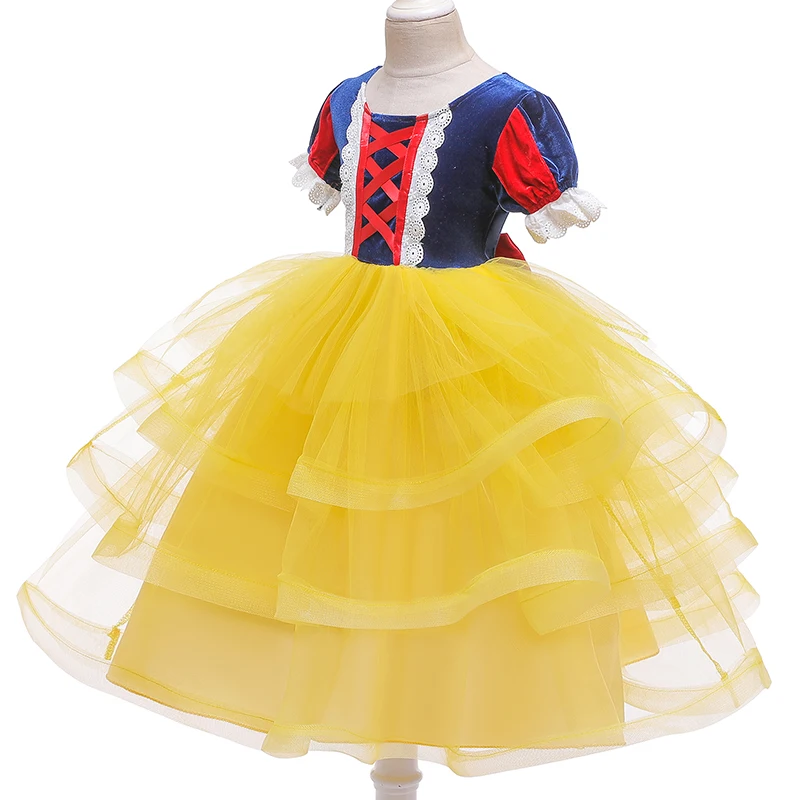 Платье Белоснежки для маленьких девочек от 4 до 12 лет костюм принцессы на Хэллоуин для рождественской вечеринки карнавальный костюм нарядная детская одежда