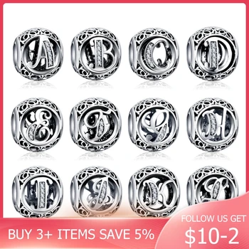 

CodeMonkey A to Z Alphabet 925 Sterling Silver Bead Letter Charm Fit Original design Bracelets Pendant DIY Jewelry Making C738