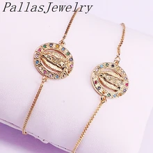 10 шт. золотой цвет микро паве Радуга CZ циркония Овальный религиозный Шарм Разъем браслеты