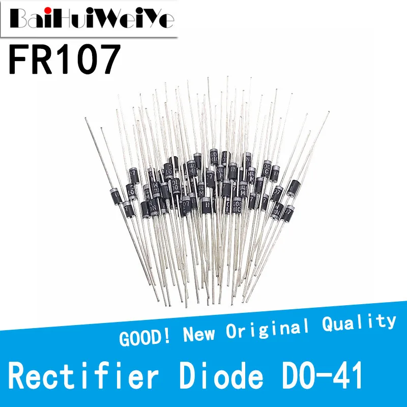 100 unids/lote FR107 R107 107 1A 1000V do41 diodo rectificador de alta ...