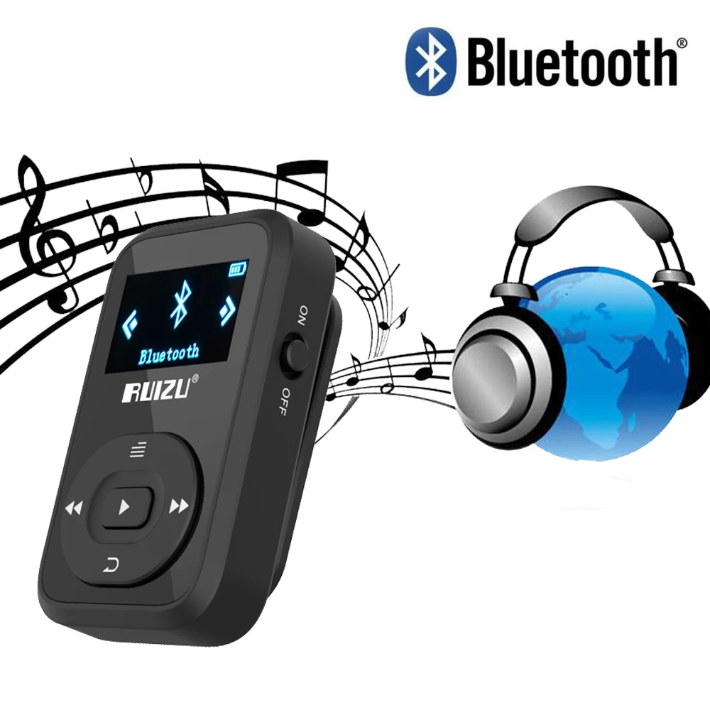 Ruizu Sport Audio Mini Bluetooth Mp3 плеер Музыкальный Аудио Mp 3 с радио цифровой Hi Fi экран Fm Flac Usb