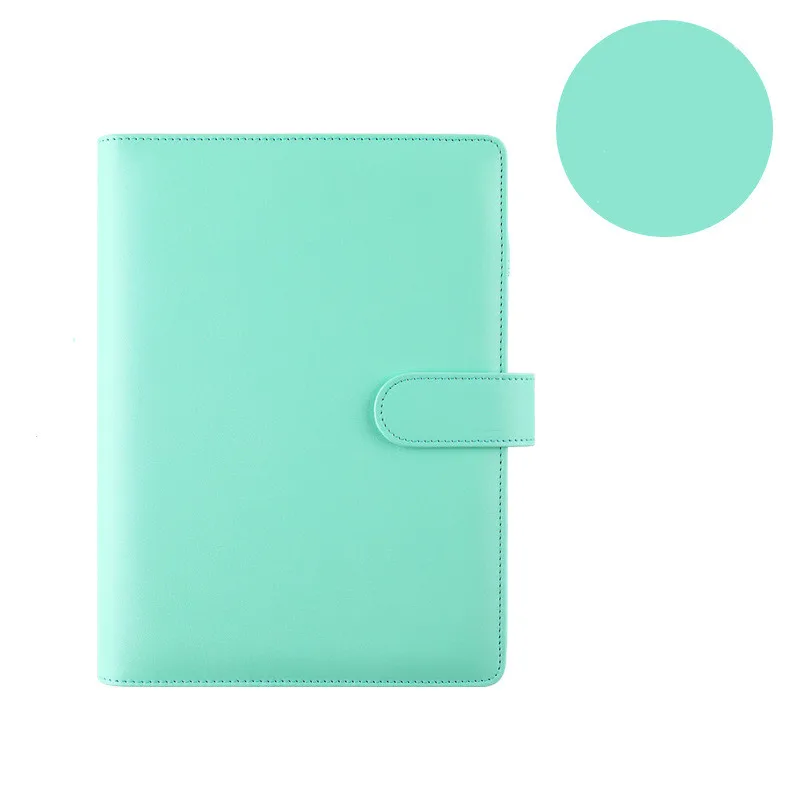 Vibrant Macaron Color Leather 6-Ring Binder Notebook Cover