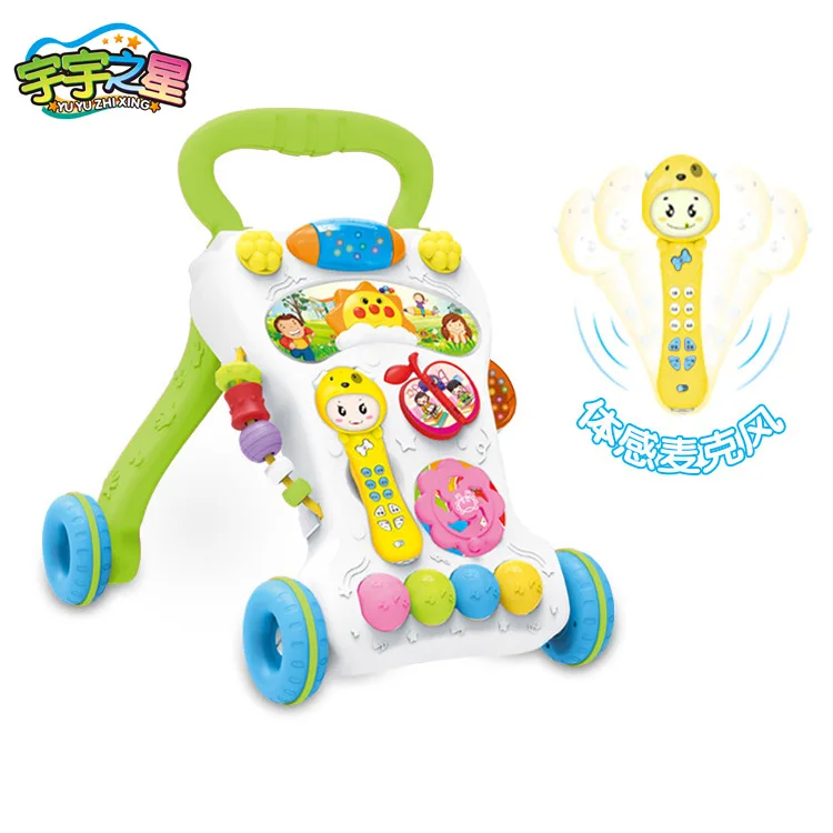 

Newborn Infants Anti-Flip Learn Standing Walk Multi-functional with Music Early Learning Machine Toy Hand Push Baby Walker