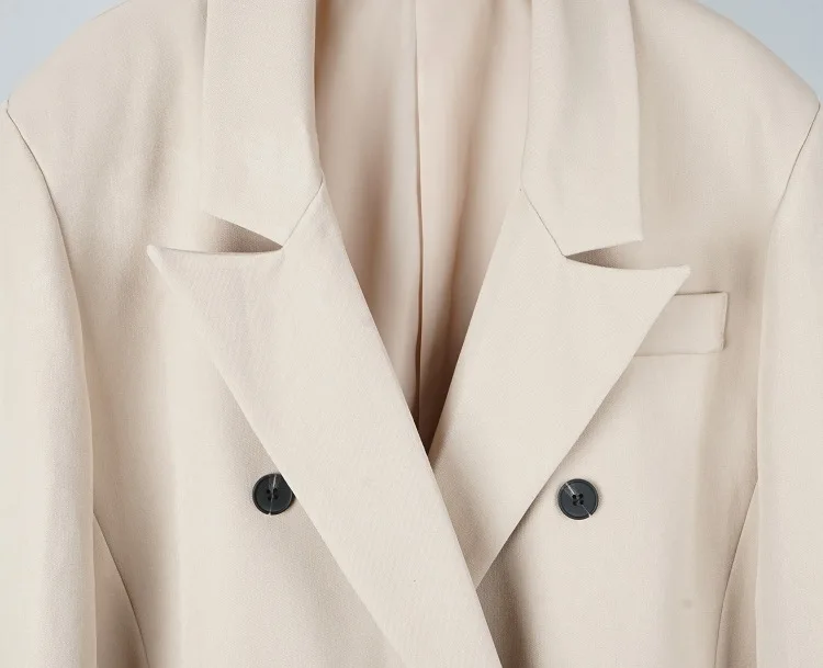 Women Blazer Notched Collar Double Breasted Female Jacket Suits Coat Fashion Outwear Spring Autumn