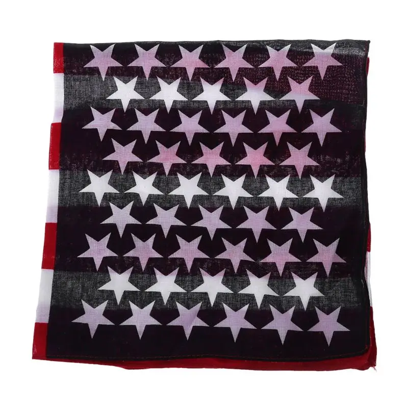 Cotton Bandana Unisex 1pcs American Flag Cotton Scarf Fashion US Flag Scarves Bandanas Hip-hop Dance Travel Head Scarf