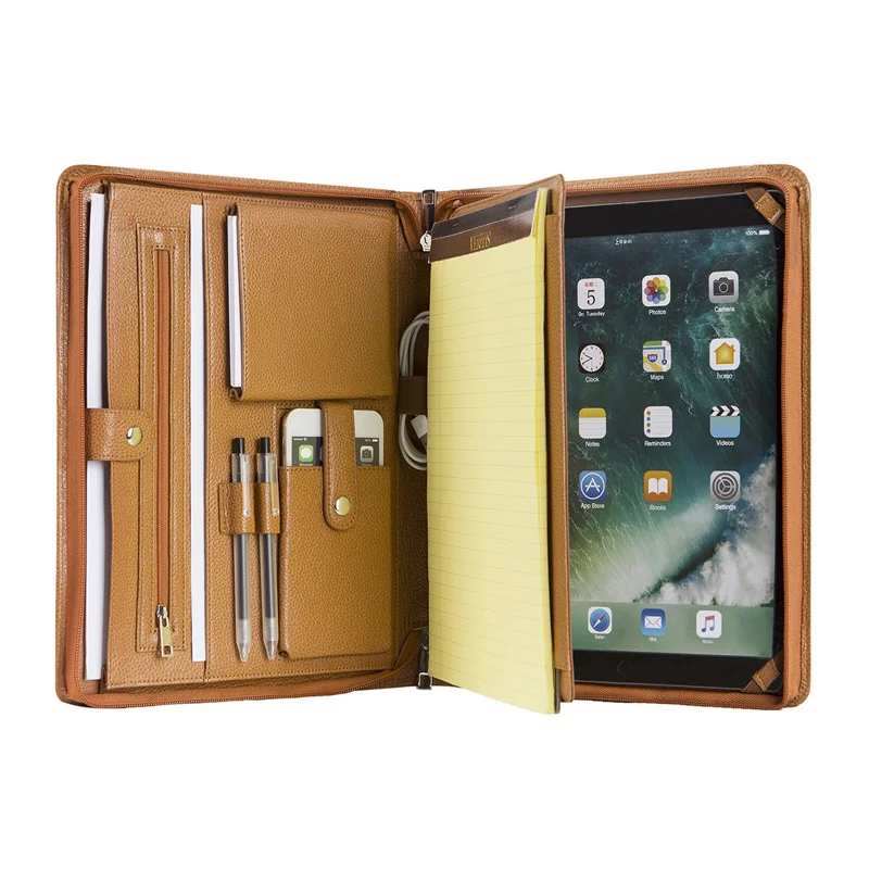 Brown-Pro 12.9(2017) Handmade Genuine Leather Portfolio A4 Folder Document Organizer, Personalise Business Travel Padfolio Portfolio Case- Brown - Цвет: Brown-Pro 12.9(2017)