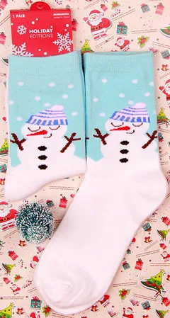 Kawaii/рождественские носки с изображением оленя и снеговика для женщин; 15 видов новогодних и рождественских зимних носков из хлопка для женщин; 102303 - Цвет: 11