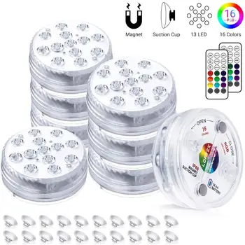 수중 조명 16 색 RGB IP68 방수 수영장 조명 RF 원격 제어 잠수정 연못 꽃병, 13 led