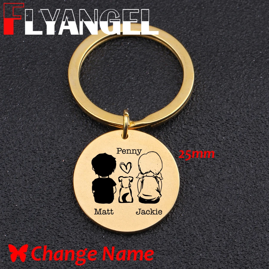 

Custom Lover And Dog Name Fashion Keychain Jewelry Dog Lover Family Keyring Gifts High Quality Dag Tag Bag Charm