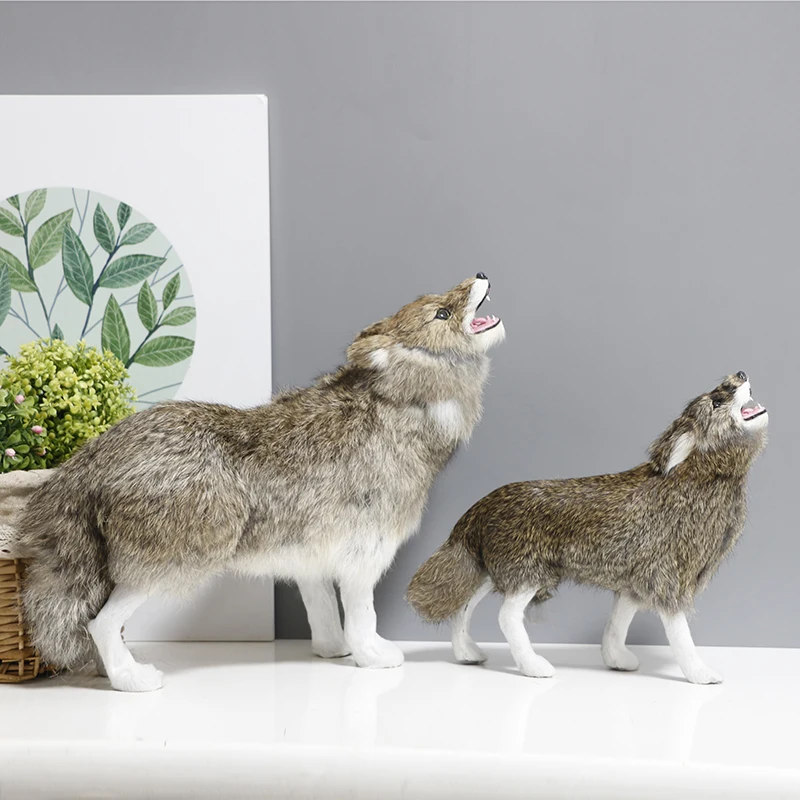 

Realistic Wolf Soft Simulation Lifelike Animal Model Furry Pet Companion Synthetic Wolf Figurine Home Decoration