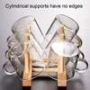 Dish Drain Rack Dinnerware Bamboo Wooden Kitchen Organizer Tray Plate Drying Shelf Wooden Book Cups Display Stand Drainer Holder 4