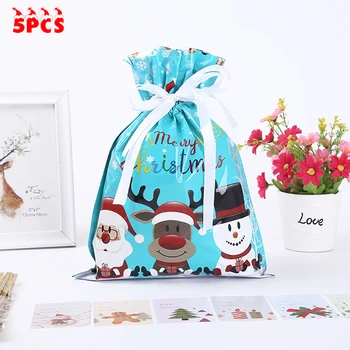 

5pcs Gift Bags Drawstring Christmas Favor Party Empty Wrapping Portable