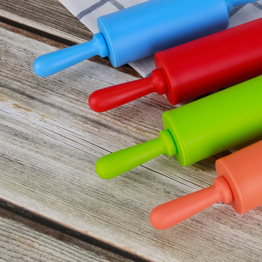 Rolling Pin Baking Tools 6 Inch Plastic Handle Food Grade Silicone Non-Stick Flour Roller Roller bakery tools