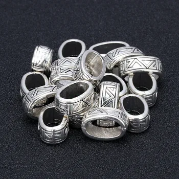 

5PCS Silver Hair Braid beard Dreadlock Beads rings tube Viking Rune DIY Hair Styling Accessories Two Size